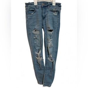 American Eagle Outfitters Ripped Blue Boyfriend Jeans Size 0